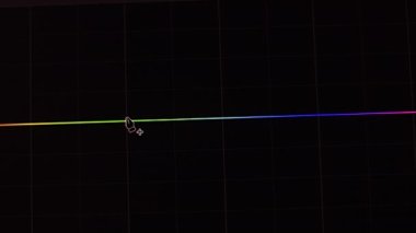 Film editörü, bilgisayar programı makro görünümünde histogram kullanan eğriler kullanarak görüntülerin renk derecelendirmesini yapar