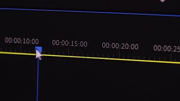 Macro Shoot Arrow Timeline Moves Cursor Background Cinema Post Production — Stock Video