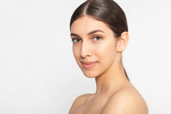 Belleza Mujer Saludable Concepto Piel Maquillaje Natural Hermosa Modelo Chica — Foto de Stock
