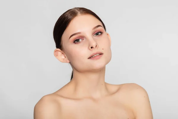 Belleza Piel Mujer Maquillaje Natural Cara Concepto Cosmético Retrato Belleza — Foto de Stock