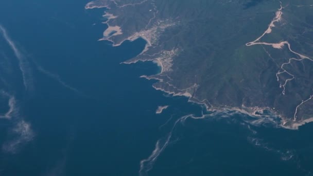 Clouds View Airplane Window View Fields Meadows View Bay Turquoise — Stockvideo