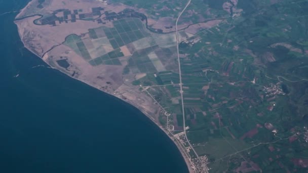 Nubes Vista Desde Ventana Del Avión Vista Campos Prados Vista — Vídeos de Stock