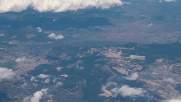 Nuages Vue Depuis Fenêtre Avion Vue Sur Les Champs Les — Video