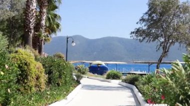 Sabit bir kamerayla yürüyorum Güzel bir kumsal manzarası .