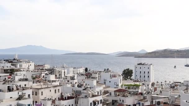 Uitzicht Zee Van Jasmine Buildings Die Bestaat Uit Bodrum Huizen — Stockvideo