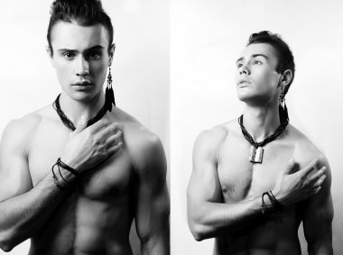 yakışıklı bare.chested genç adam