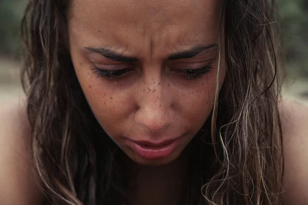 Crying Beauty Girl. Beautiful Model Woman Cry. Tears — Stock Photo, Image