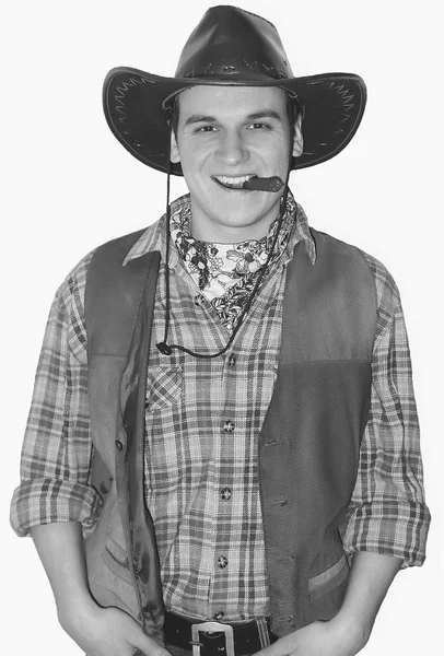 Ο τύπος με ένα cowboy κοστούμι για Απόκριες — Φωτογραφία Αρχείου