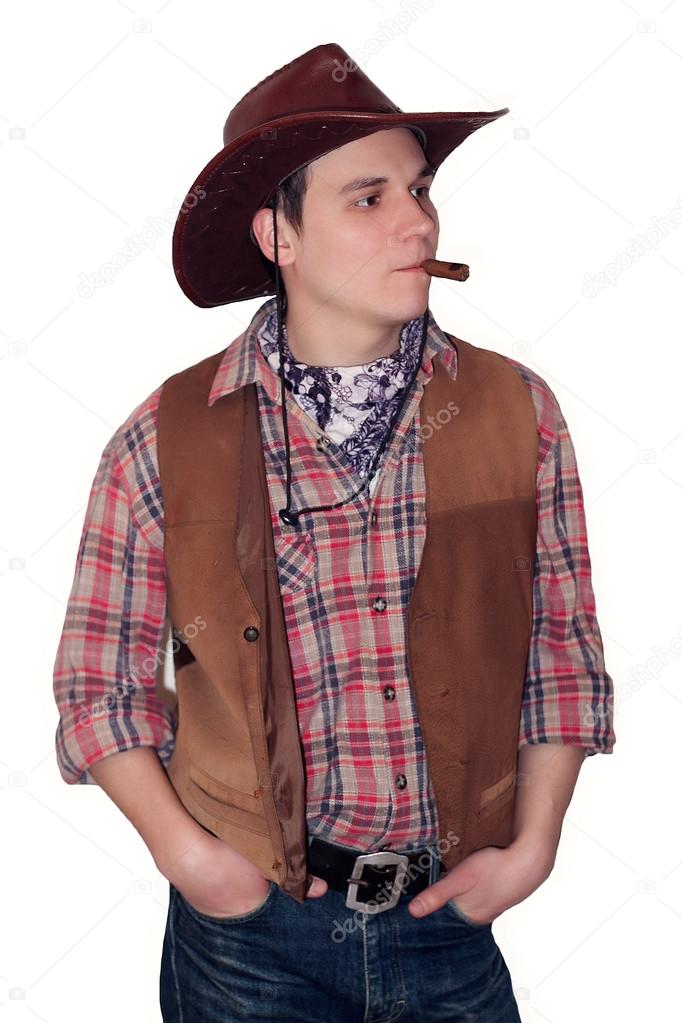 guy in a cowboy costume for Halloween