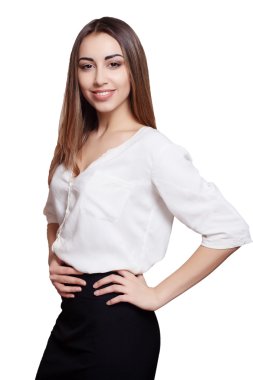 genç iş kadını beyaz zemin üzerine