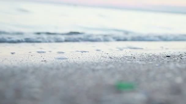 Vague douce de la mer sur la plage de sable fin — Video