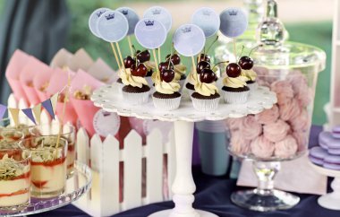 tatlı tatil büfesi ile cupcakes ve tiramisu gözlük