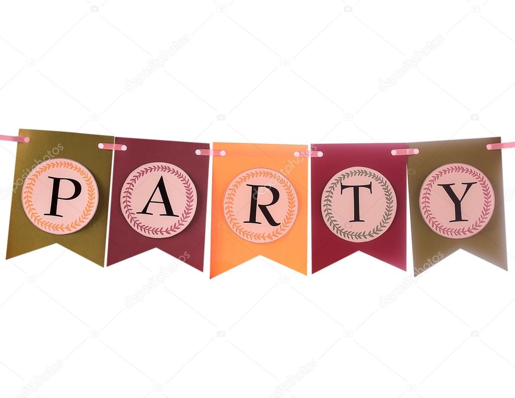 Colorful party swag banner isolated on white