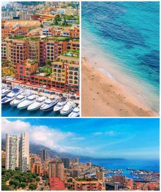 Monaco Limanı ve kıyı, kolaj, Cote dazur