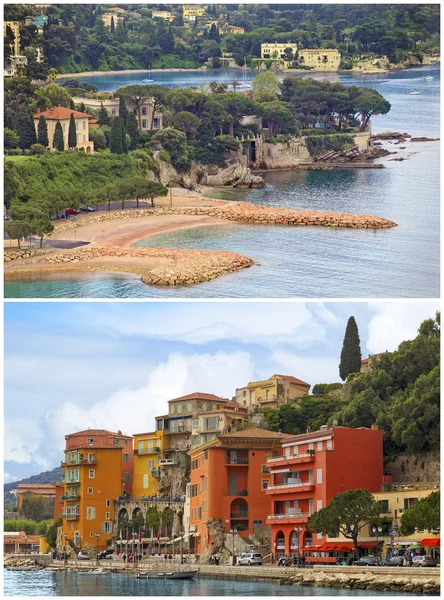 Villefranche resort y collage de bahía, Costa Azul — Foto de Stock