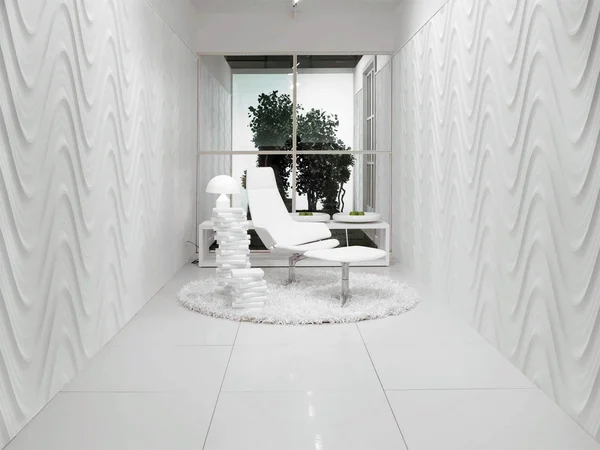 3d representación de interior moderno en blanco y negro — Foto de Stock