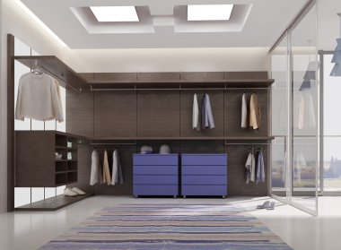 render of luxury apartment dressing room clipart