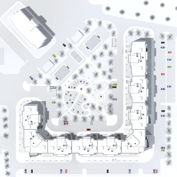 Architektoniczny plan zagospodarowania budynku — Zdjęcie stockowe