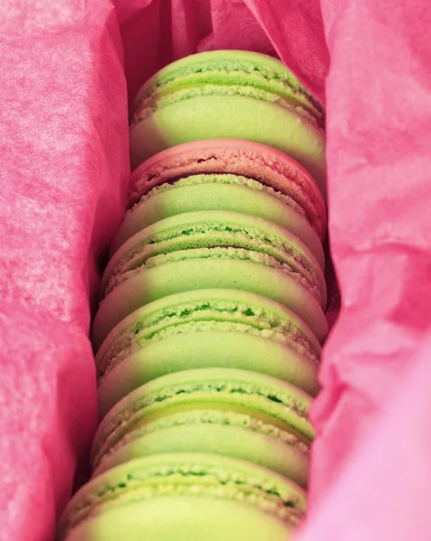 Macarons close-up in a box — Stock Photo, Image