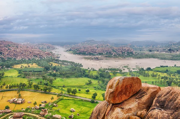 View over Hampi ancient hindu city — Stock Photo, Image