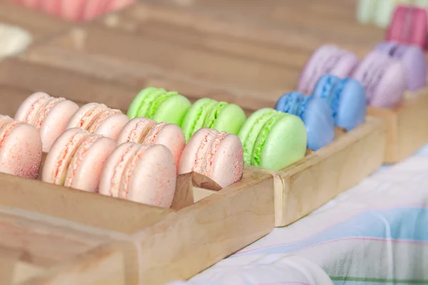 Macarons detail v krabici — Stock fotografie