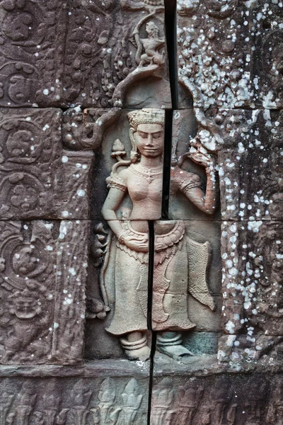 Angkor woman bas-relief, Cambodia — Stock Photo, Image