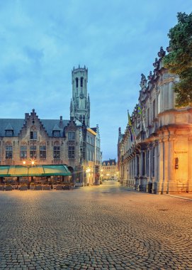Central Bruges by night, Belgium clipart