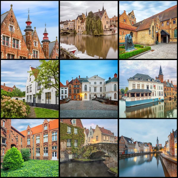 Brugge csatornák napkeltekor — Stock Fotó