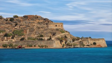 Crete deniz manzarası ile ada Spinalonga