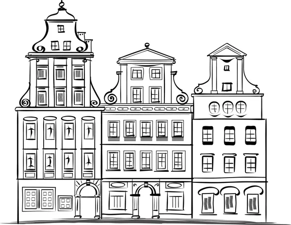 Wroclaw Rynek square facades — Stock Vector