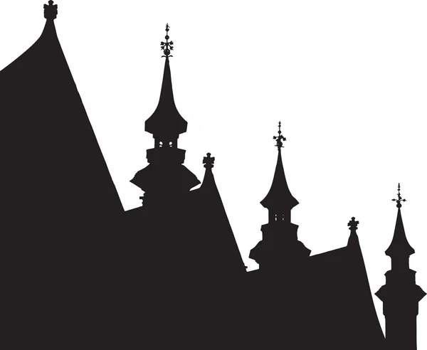 Vieille ville de Bruges silhouette monochrome — Image vectorielle