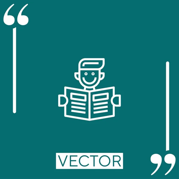 Libro Vector Icono Icono Lineal Línea Carrera Editable — Vector de stock