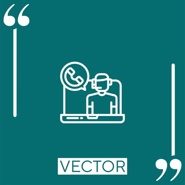 Call Center Vector Icon Icono Lineal Línea Acariciada Editable — Archivo Imágenes Vectoriales