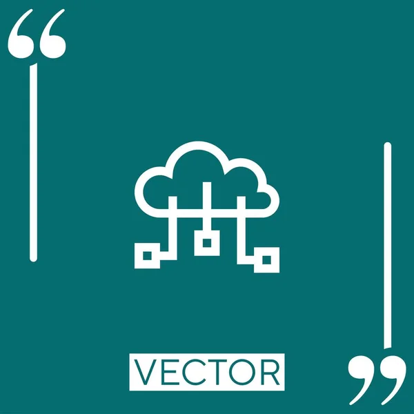 Cloud Computing Vector Icon Icono Lineal Línea Acariciada Editable — Vector de stock