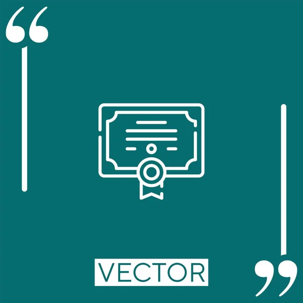 Ícone Vetor Diploma Ícone Linear Linha Curso Editável — Vetor de Stock