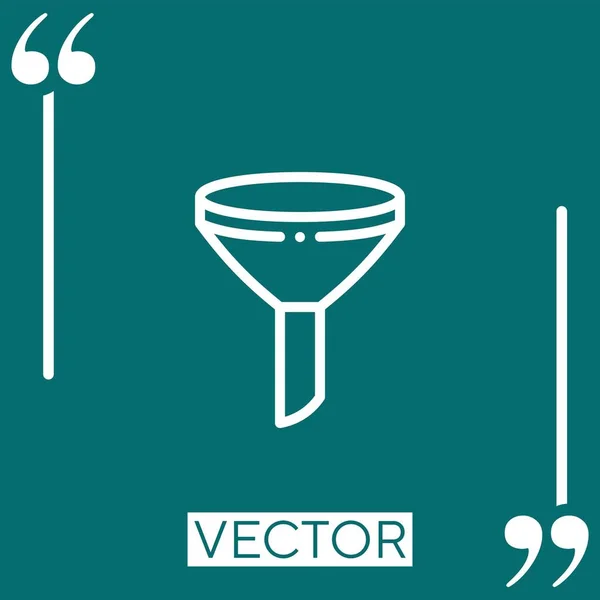 Ícone Vetor Funil Ícone Linear Linha Encadeada Editável — Vetor de Stock