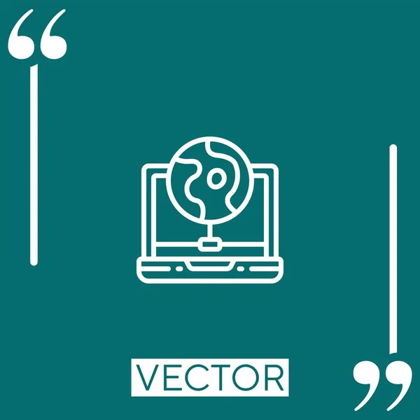 Ícone Vetor Laptop Ícone Linear Linha Curso Editável — Vetor de Stock