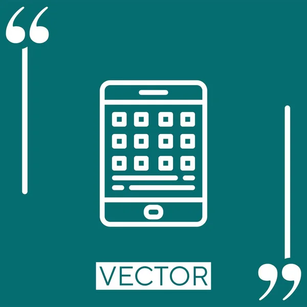 Ícone Vetor Tablet Ícone Linear Linha Curso Editável — Vetor de Stock
