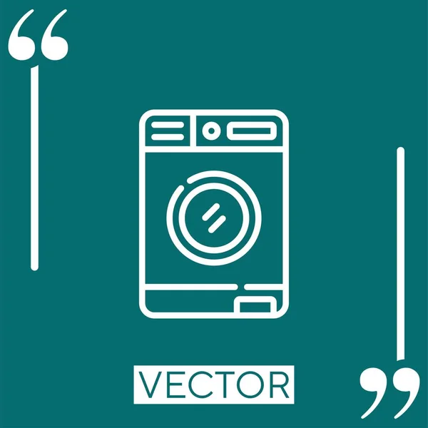 Иконка Вектора Стиральной Машины Редактируемая Линия — стоковый вектор