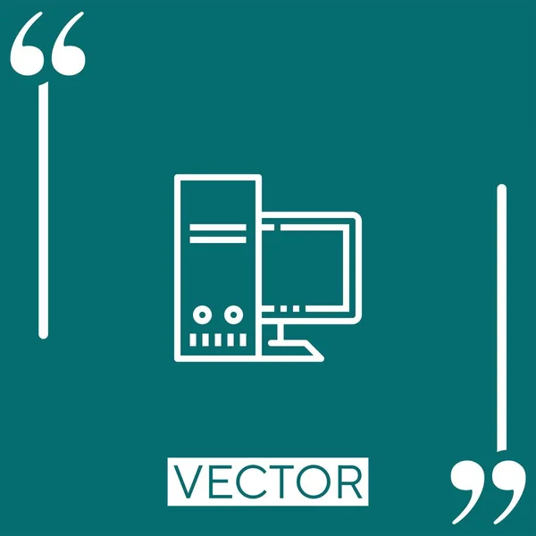 Ícone Vetor Estação Trabalho Ícone Linear Linha Curso Editável — Vetor de Stock