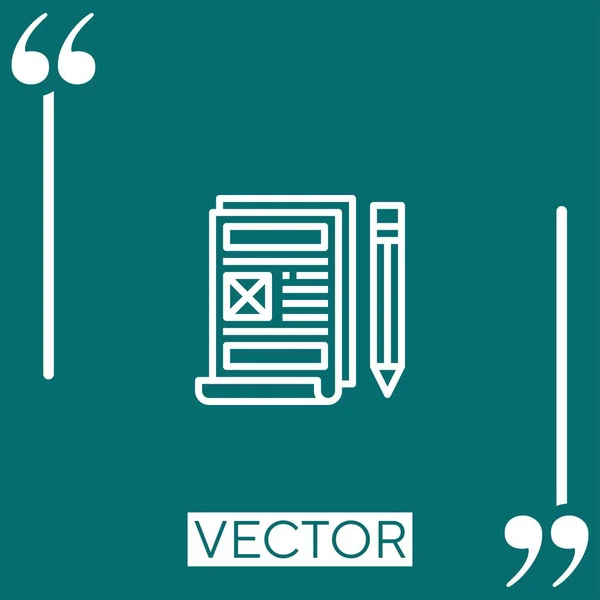 Wireframe Vector Icon Icono Lineal Línea Acariciada Editable — Vector de stock