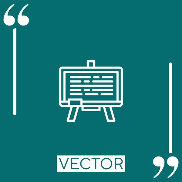 Blackboard Vector Icon Icono Lineal Línea Acariciada Editable — Vector de stock
