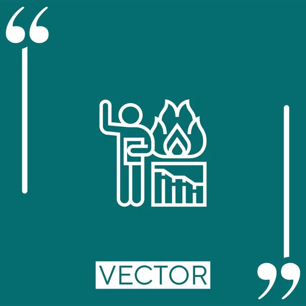 Burndown Vector Icon Icono Lineal Línea Acariciada Editable — Vector de stock