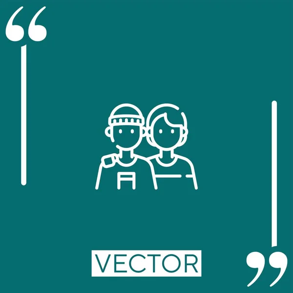 Amigo Vector Icono Icono Lineal Línea Carrera Editable — Vector de stock