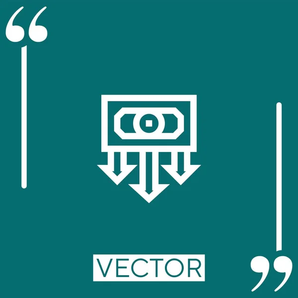 Ícone Vetor Perda Dinheiro Ícone Linear Linha Encadeada Editável — Vetor de Stock