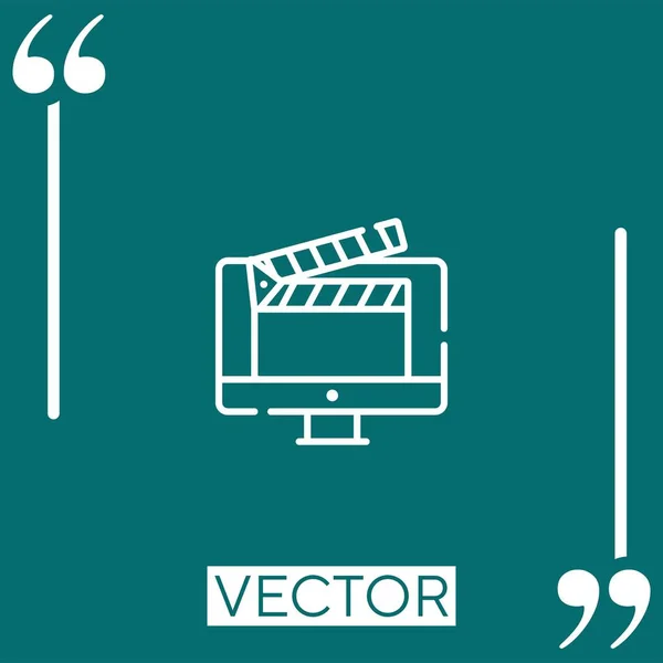 Icono Del Vector Vídeo Icono Lineal Línea Carrera Editable — Vector de stock