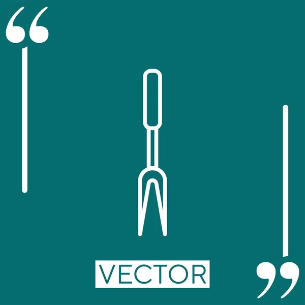 Carving Fork Vector Icon Ícone Linear Linha Curso Editável —  Vetores de Stock