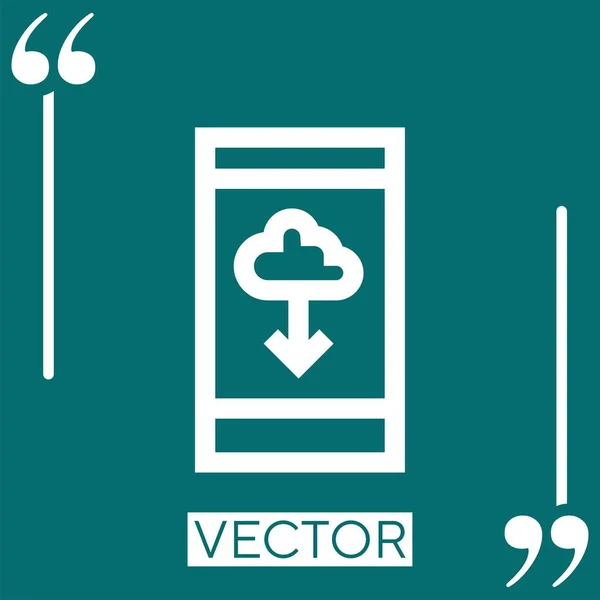 Ícone Vetor Download Nuvem Ícone Linear Linha Curso Editável — Vetor de Stock
