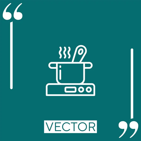 Ícone Vetor Cozinha Ícone Linear Linha Curso Editável — Vetor de Stock