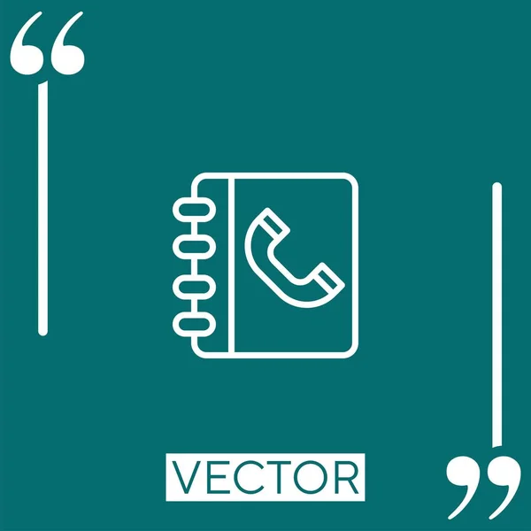 Telefonbuch Vektorsymbol Lineares Symbol Editierbare Strichlinie — Stockvektor